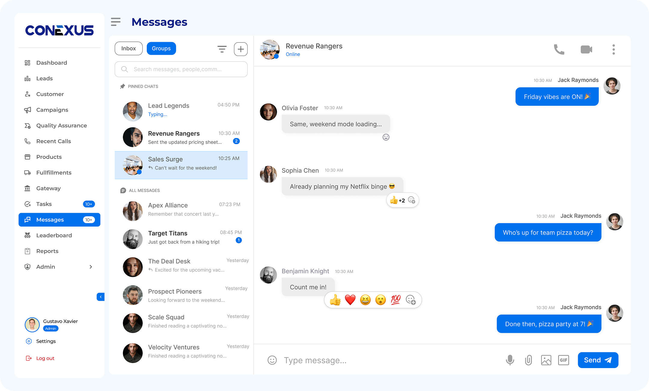 Conexus messaging interface